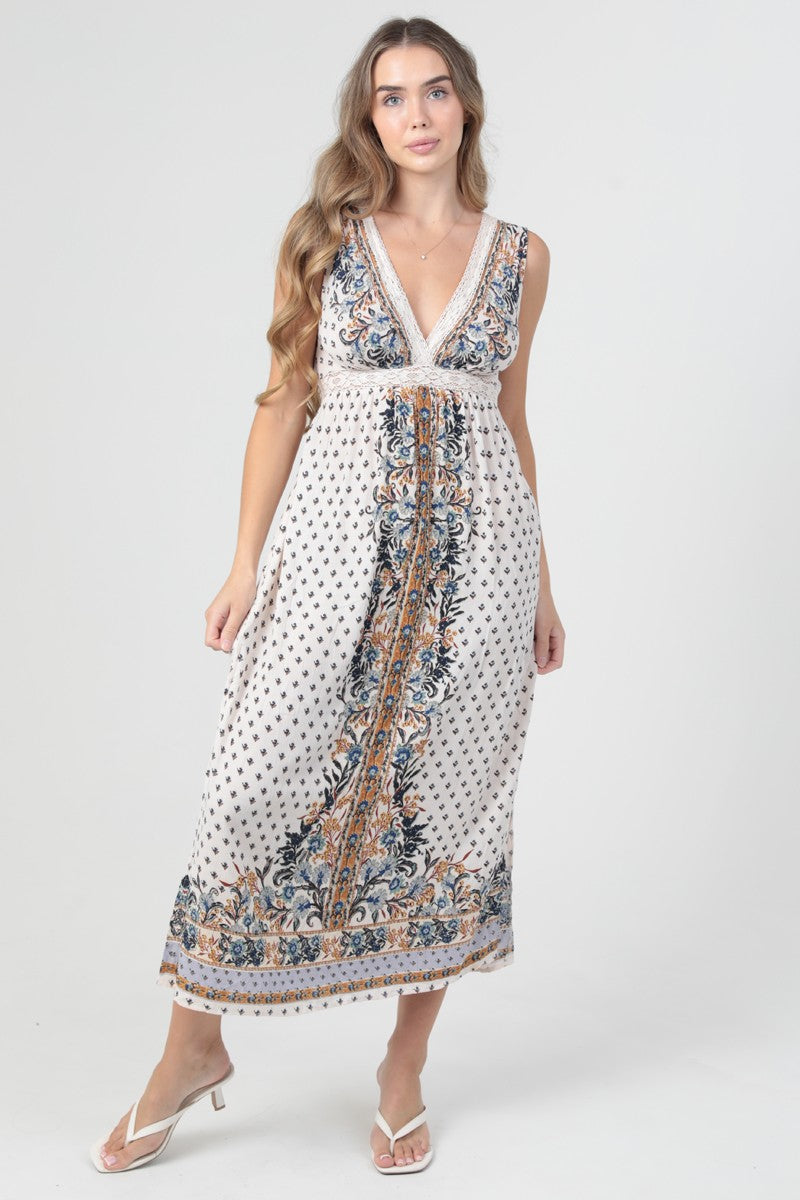 The Peacock Trim Midi Dress