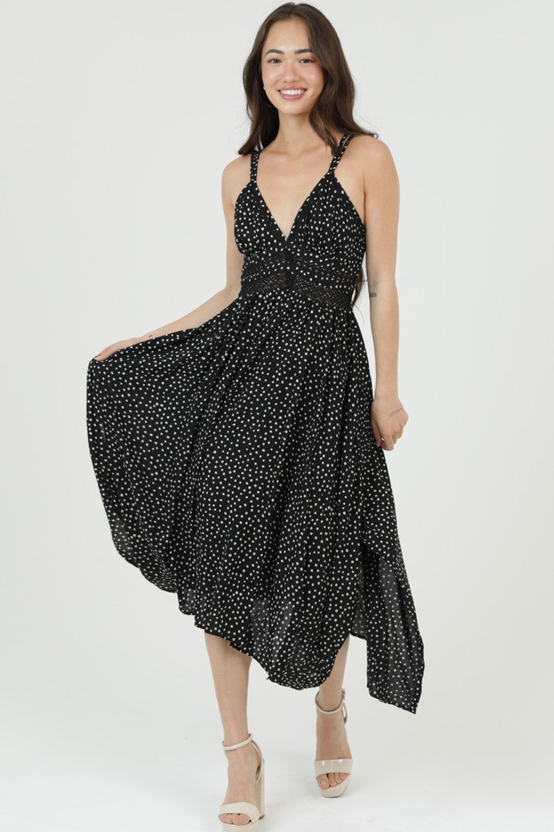 silk black dress midi Silk Rib Half Sleeve Midi Dress