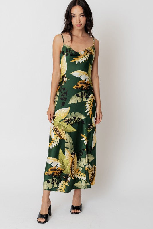 Tropical Cruise Satin Maxi Dress Boho Lifestyle Tropical Cruise Satin Maxi Dress Boho Lifestyle